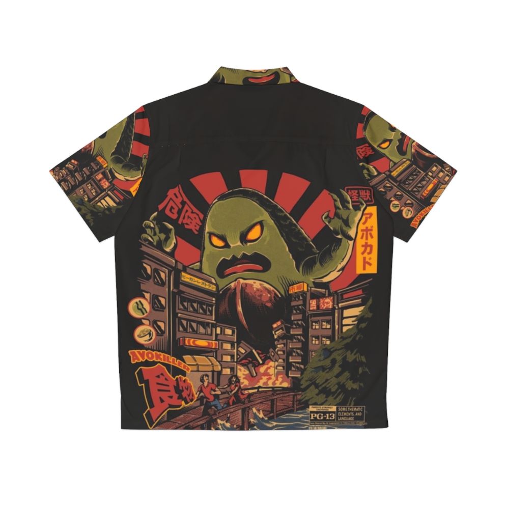 Avokiller Hawaiian Shirt with Avocado and Kaiju Monster Print - Back