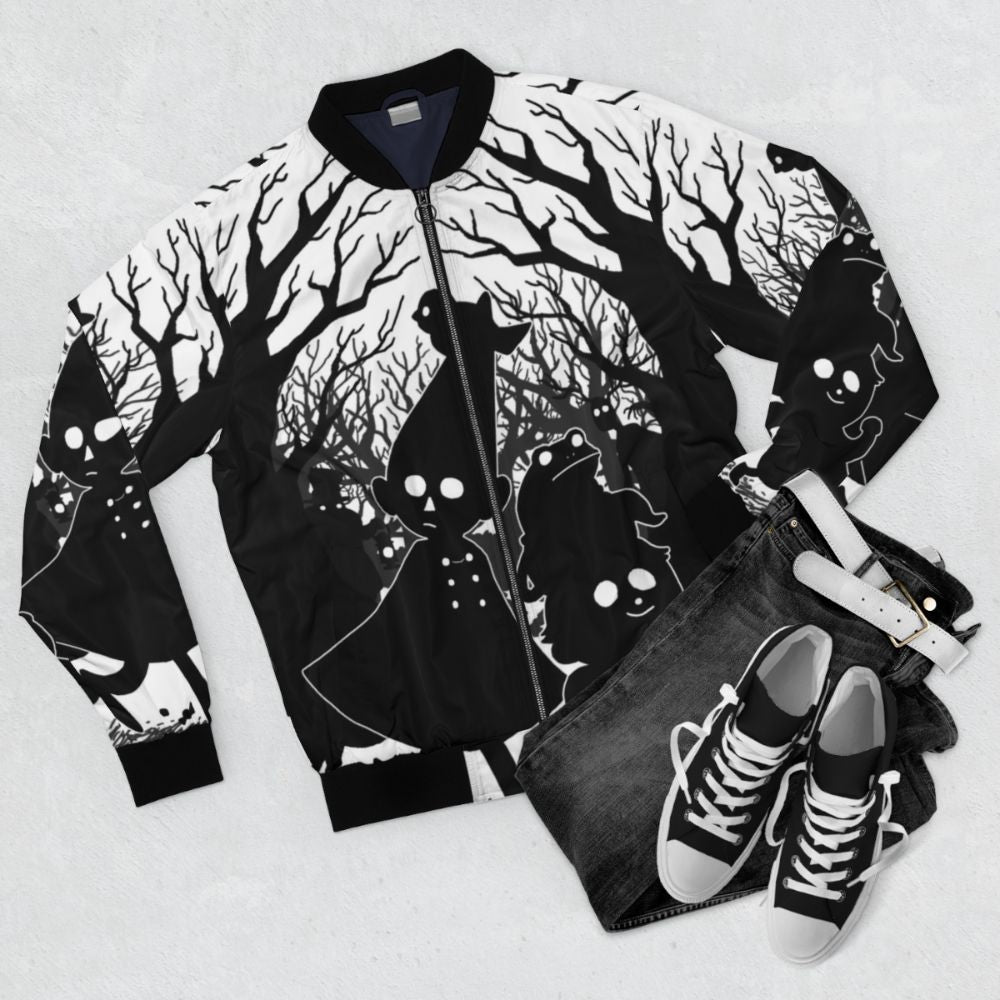 Over The Garden Wall Anime Cartoon Themed Bomber Jacket - Flat lay