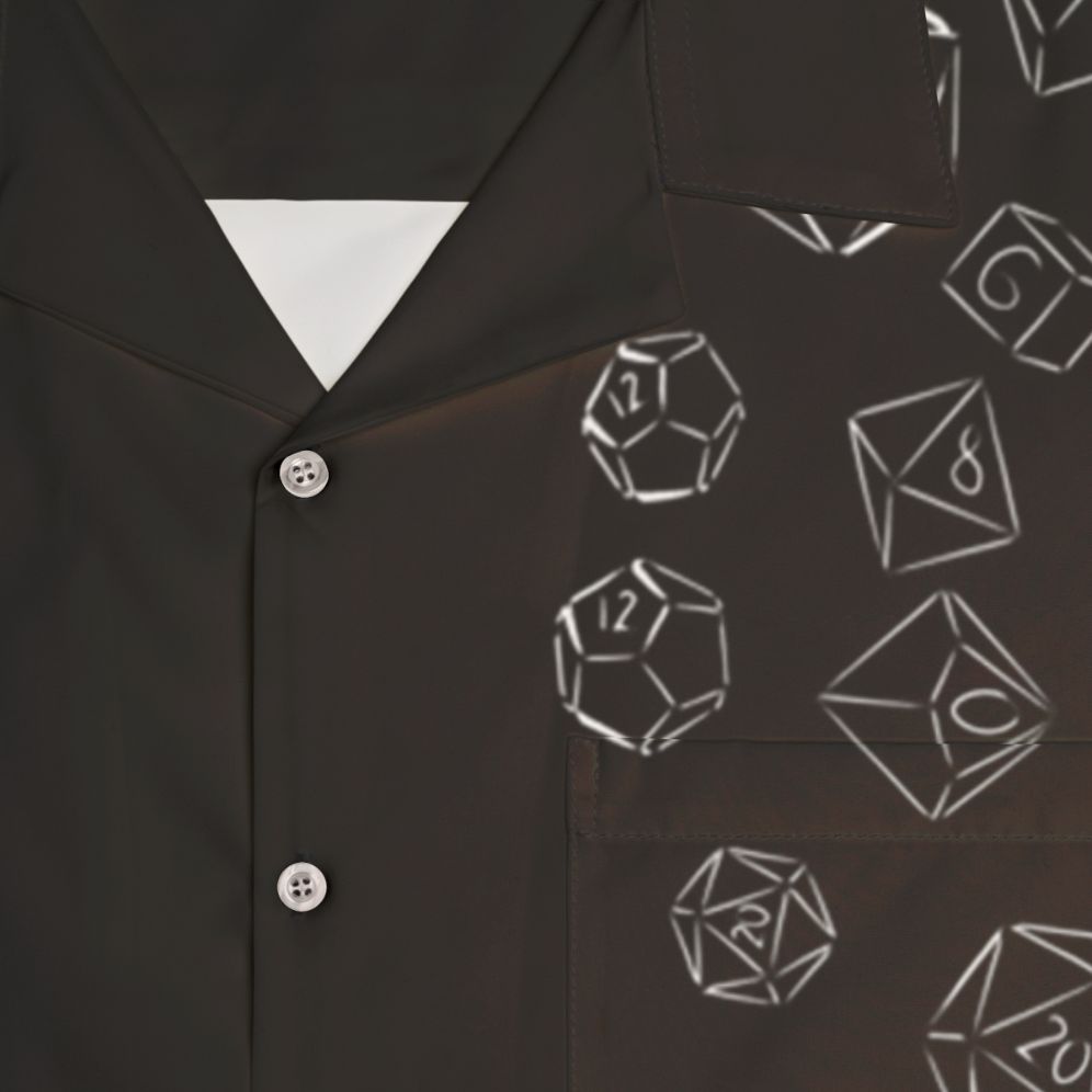 Cascading dice pattern Hawaiian shirt for gamers and DnD fans - Detail