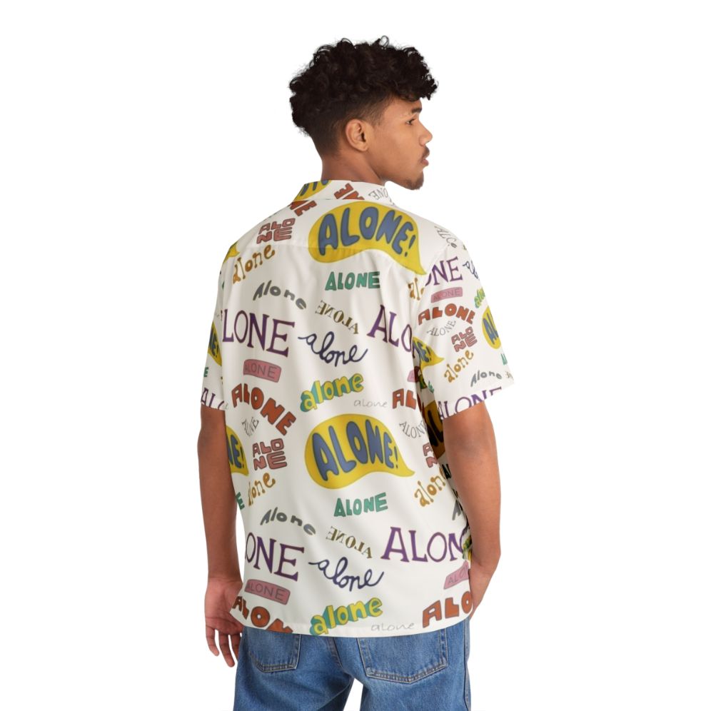 Alone Hawaiian Shirt featuring Spongebob and Squidward meme design - Flat lay