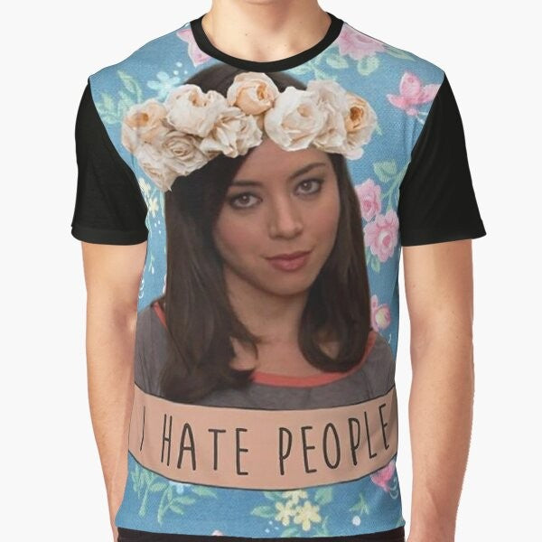 "I Hate People" graphic t-shirt featuring the character April Ludgate from the TV show Parks and Recreation