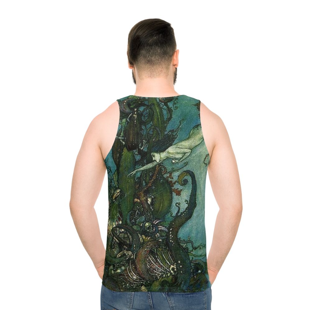 Mermaid Tank Top Inspired by Edmund Dulac's Vintage Illustration - men back