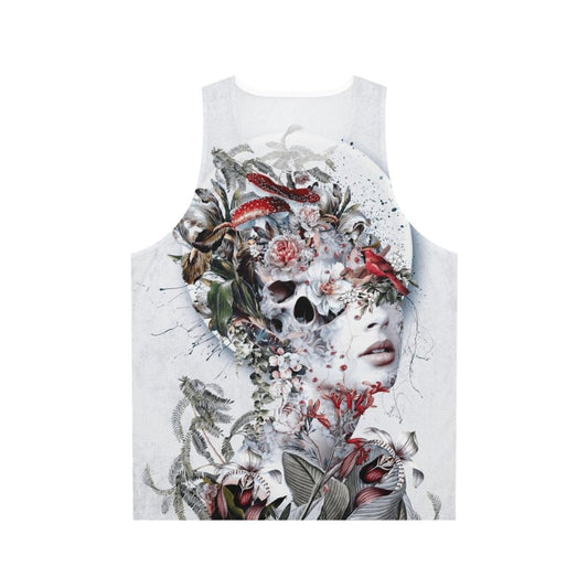 Unisex gothic surreal floral skull fantasy tank top