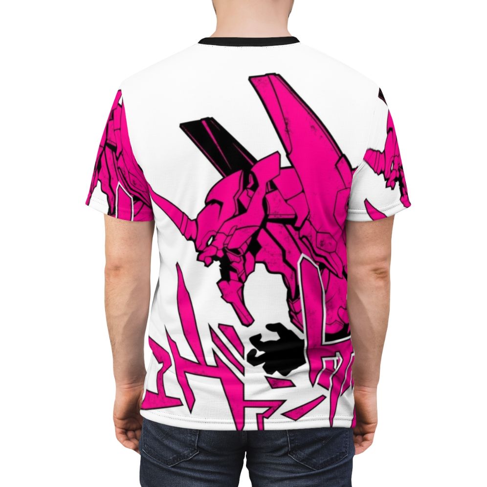 Retro-styled Evangelion anime-inspired all-over print t-shirt with vintage graphic design - men back