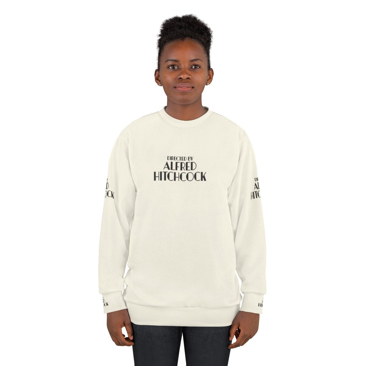 Alfred Hitchcock Sweatshirt featuring the renowned filmmaker's name and silhouette - women