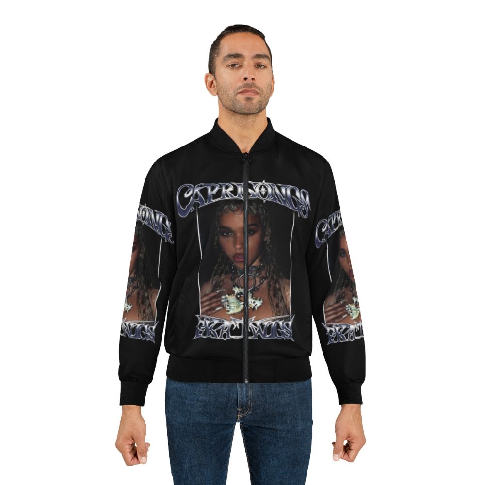 FKA Twigs CAPRISONGS Metallic Bomber Jacket, featuring a vintage 90s style design - Lifestyle