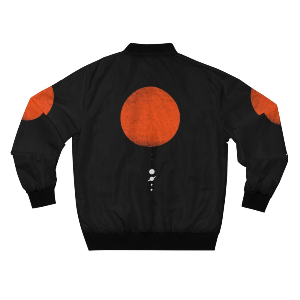 Minimal bomber jacket featuring a solar system design with planets - Back