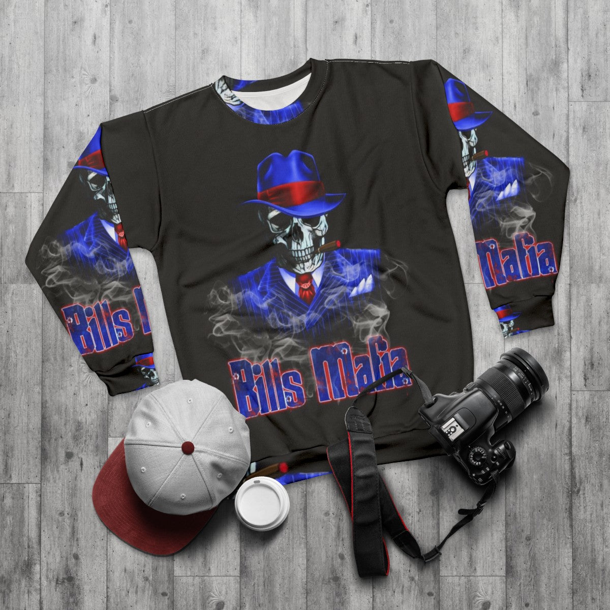 Buffalo Bills "Bills Mafia" Skeleton Sweatshirt - flat lay