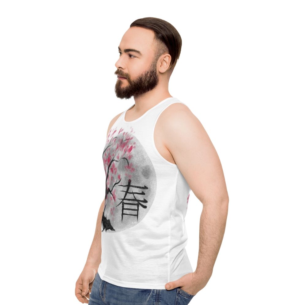 Unisex Japan Sakura Blossom Tank Top - men side