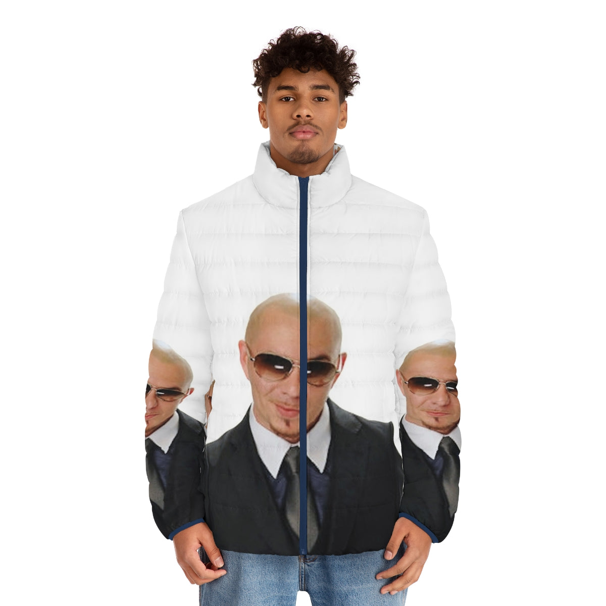 Pitbull 305 puffer jacket with edgy meme design - men front