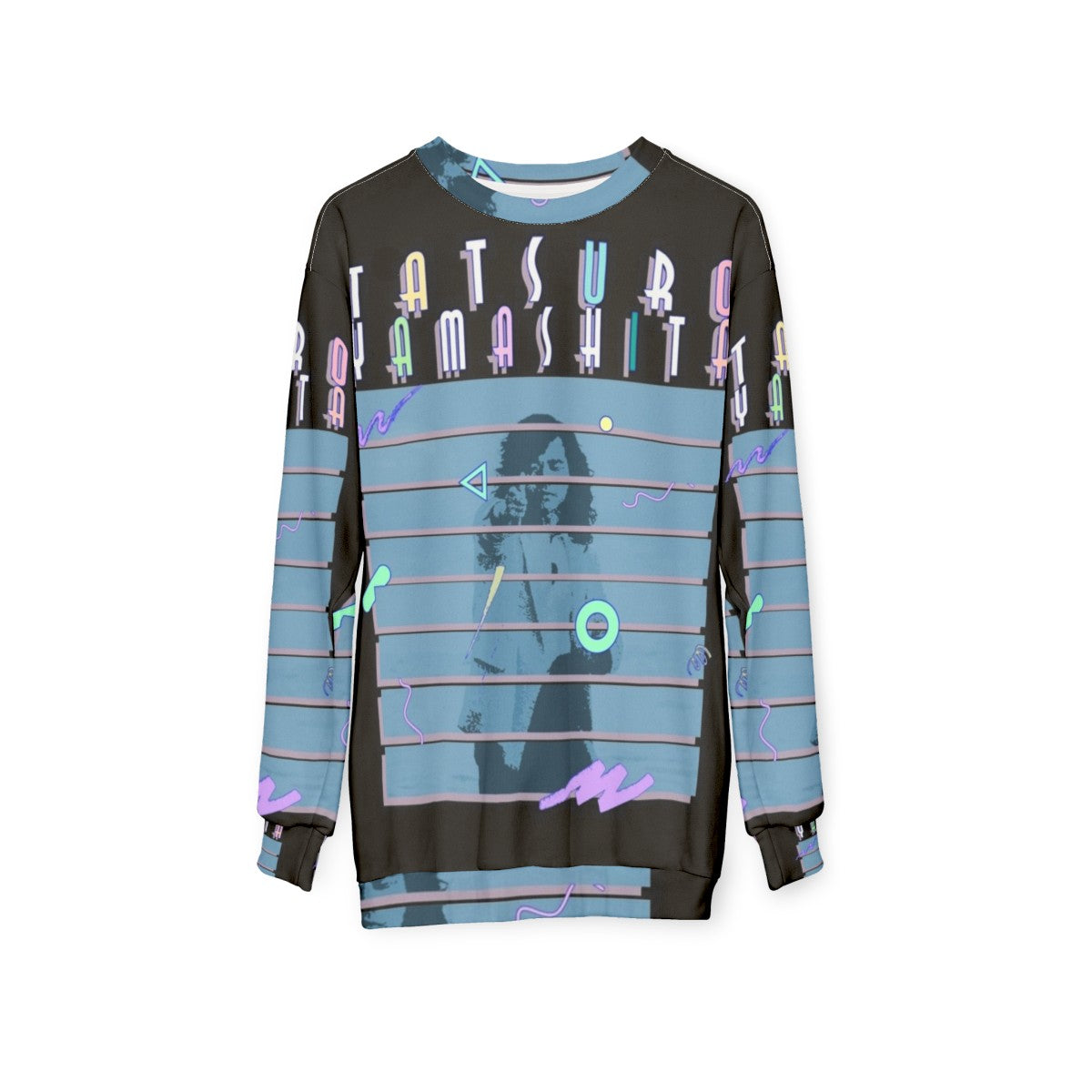 Tatsuro Yamashita Inspired Black Retro Sweatshirt - hanging