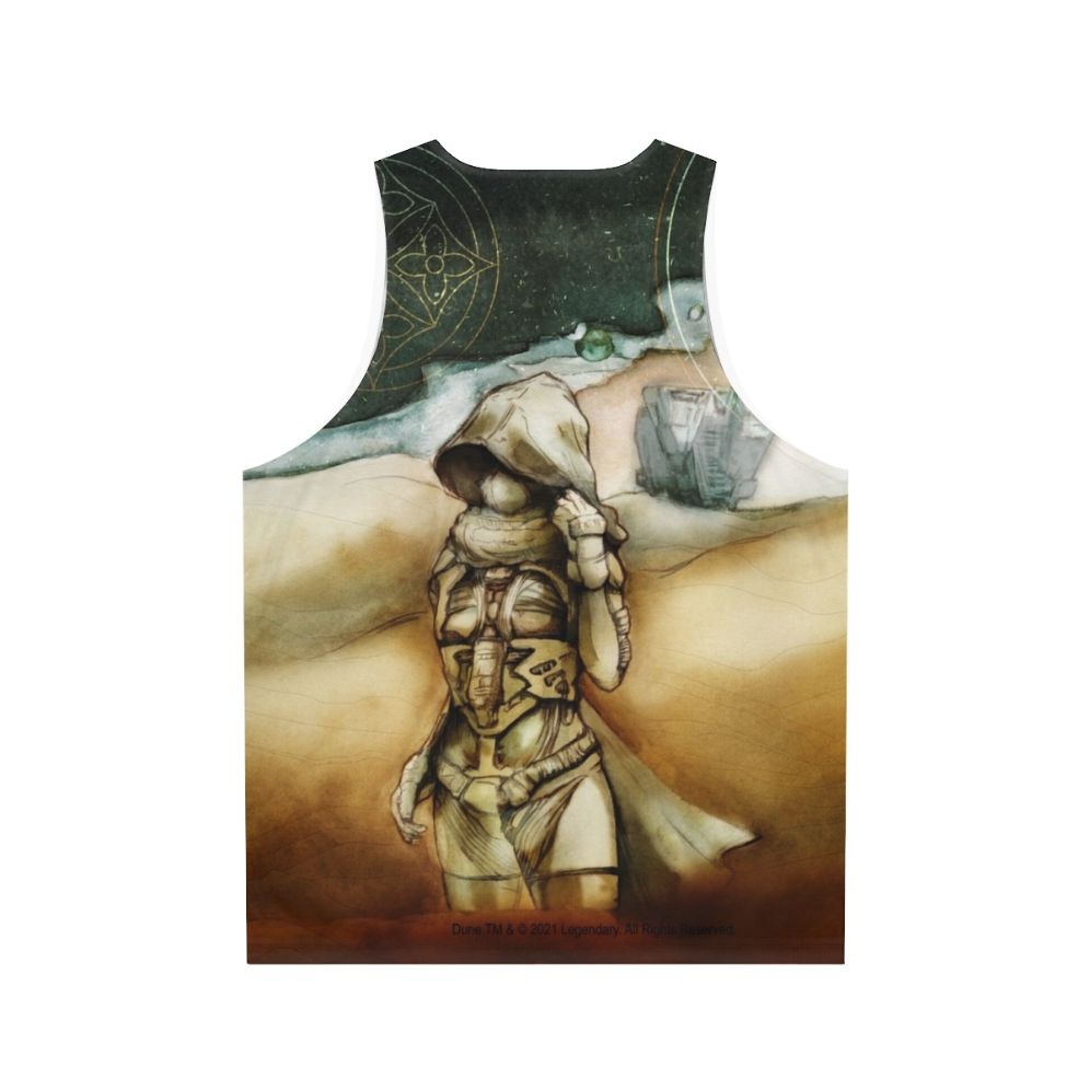 Chani from Dune 2020 movie art on a unisex tank top - Back