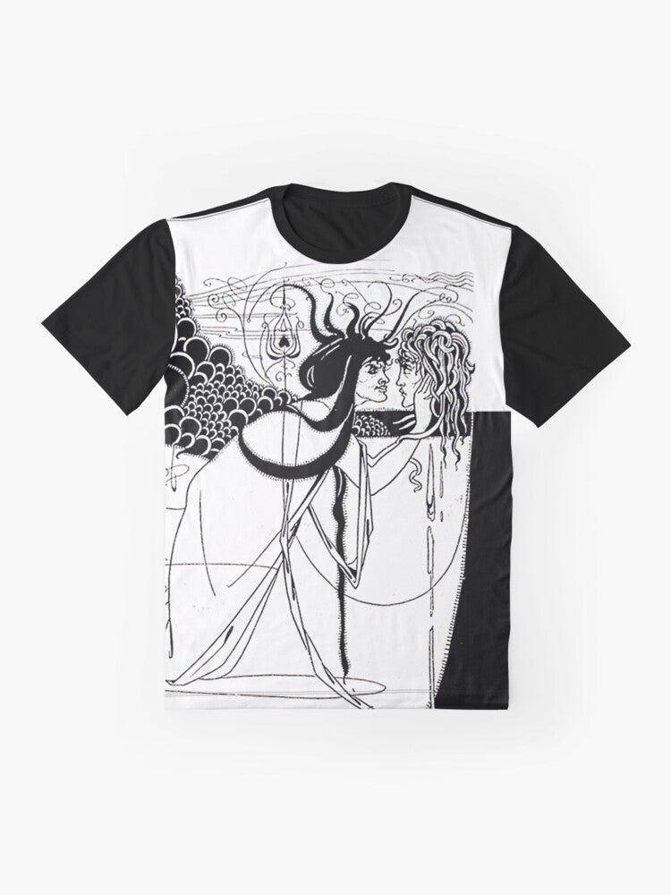 Graphic t-shirt featuring Aubrey Beardsley's artwork from "Salomé" by Oscar Wilde - Flat lay