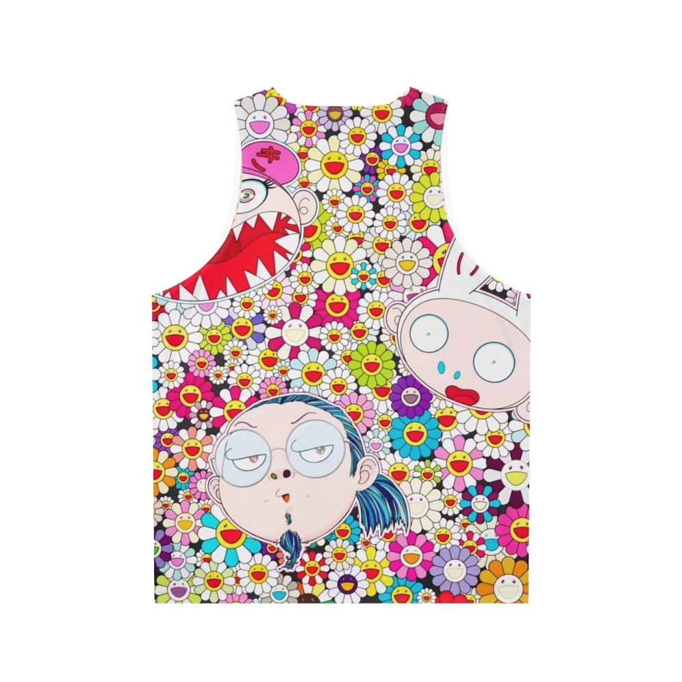 Unisex tank top featuring Takashi Murakami's iconic pop art design - Back