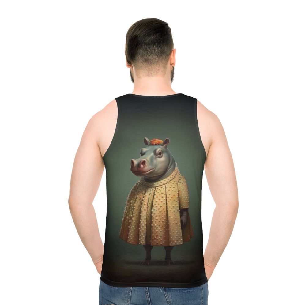 Vintage Retro Hippo 1950s Unisex Tank Top - men back