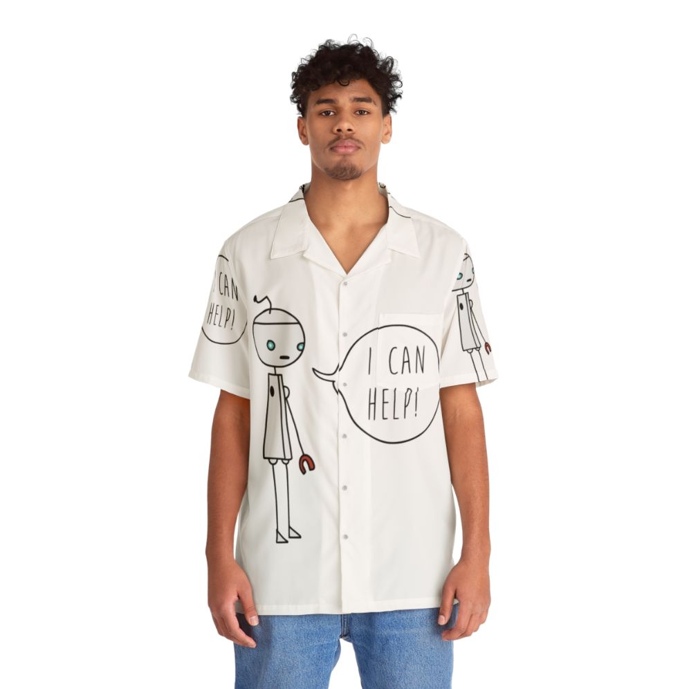 Fargo Android Minsky Hawaiian Shirt with Cute Robot Design - People Front