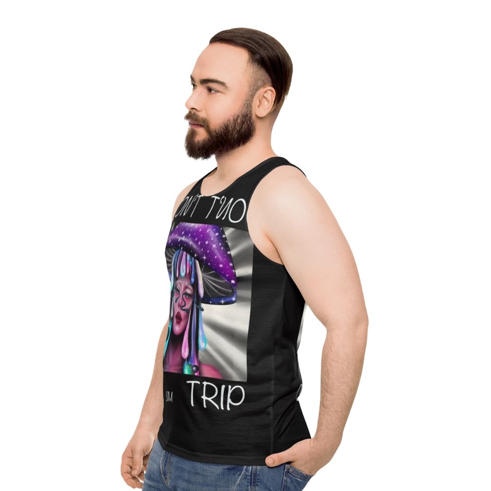 Trippy psychedelic mushroom hippie unisex tank top - men side