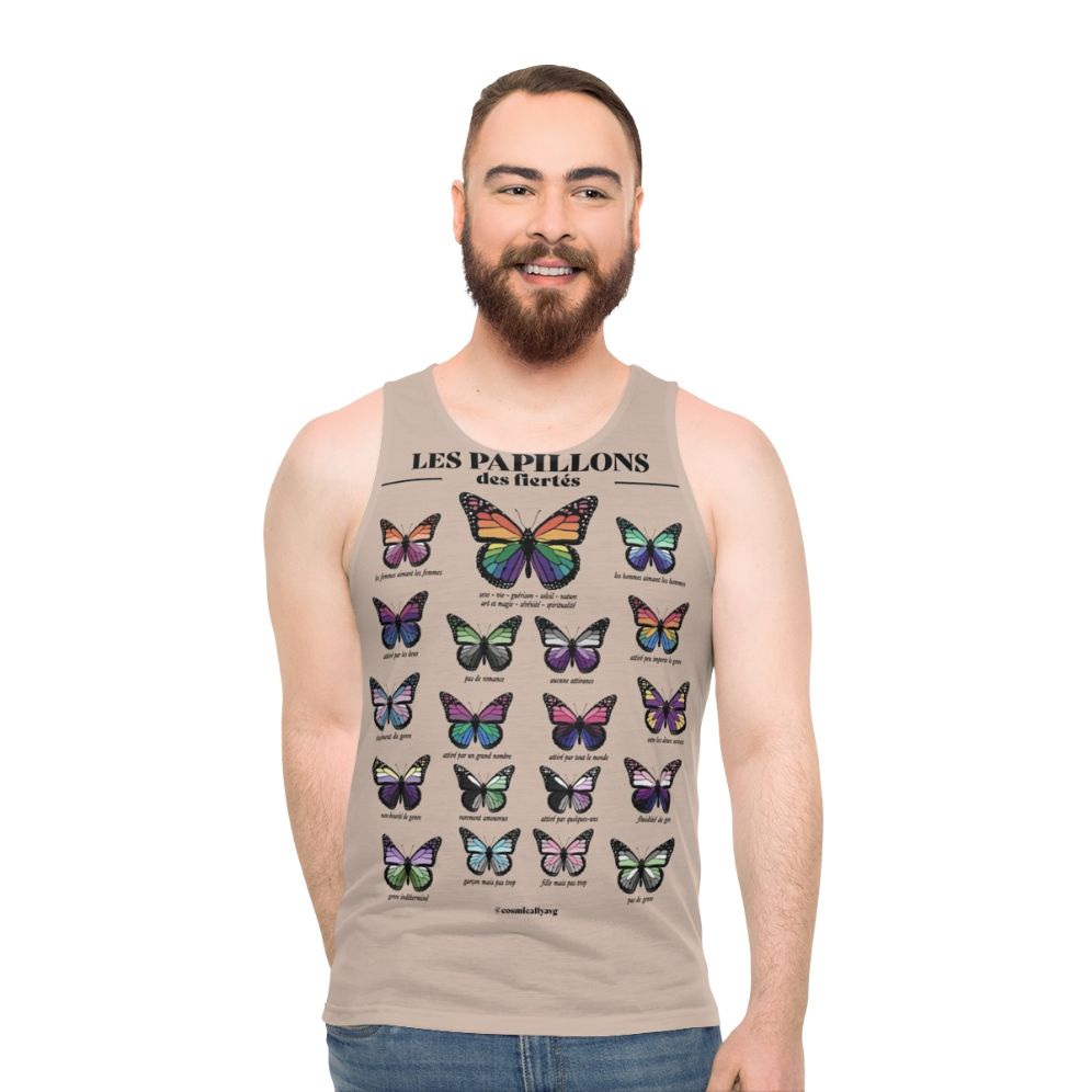 Unisex tank top with a butterfly design for LGBTQ+ pride - men