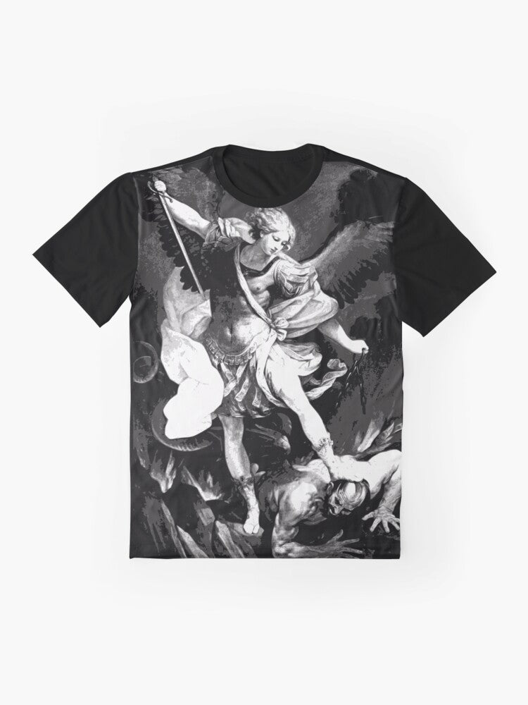 Saint Michael Archangel Catholic Patron Saint Graphic T-Shirt - Flat lay