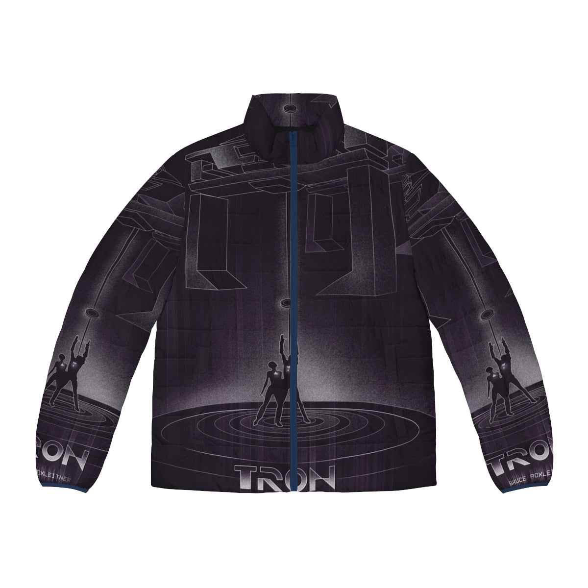 Tron-inspired puffer jacket with futuristic and retro design