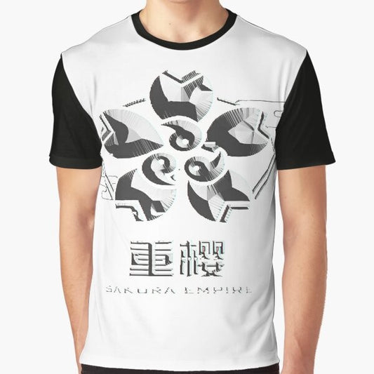 Azur Lane Sakura Empire Graphic T-Shirt featuring the logo and design of the Sakura Empire faction from the popular video game.