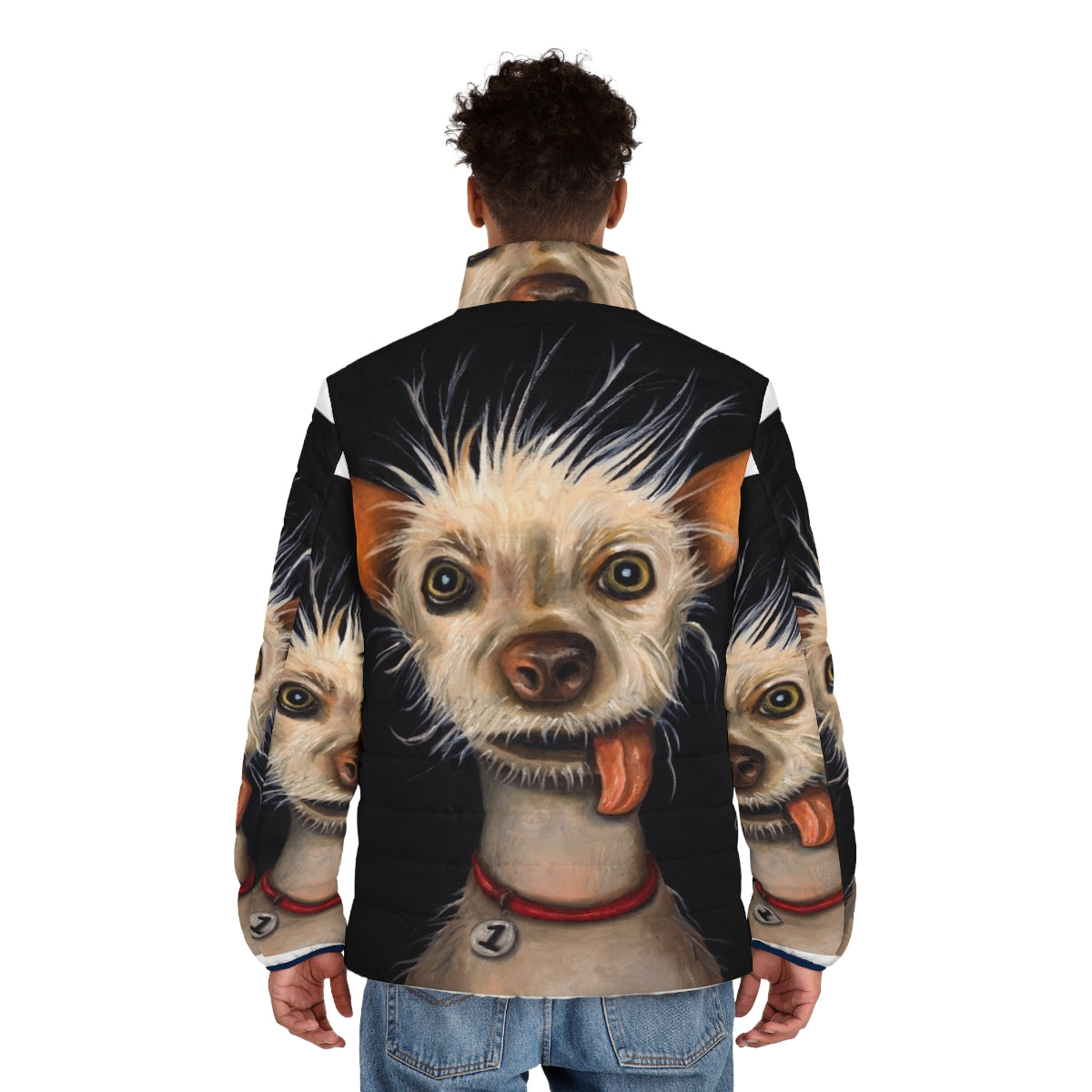 Ugly Dog Puffer Jacket for Chihuahuas, Chinese Cresteds, and Other Quirky Canines - men back