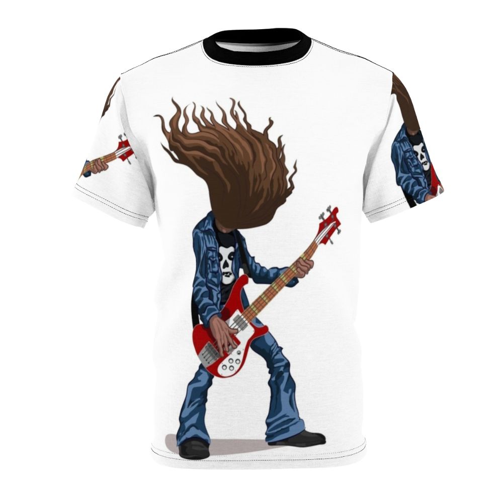 Cliff Burton inspired heavy metal t-shirt featuring a guitar and bass design