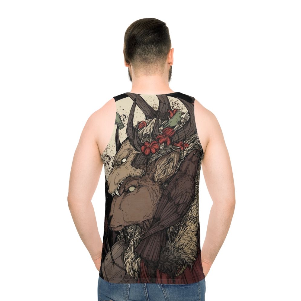 Unisex Elk King Animal Print Tank Top - men back