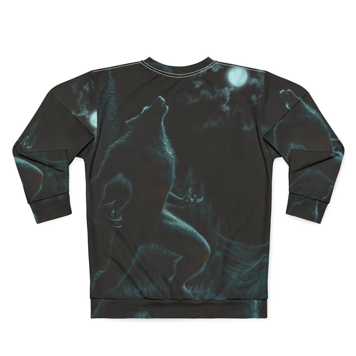 Howl of the Werewolf Sweatshirt featuring a werewolf howling at the full moon - Back