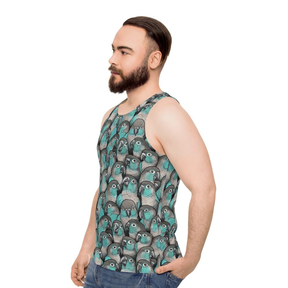 Turquoise green cheeked conure unisex tank top - men side