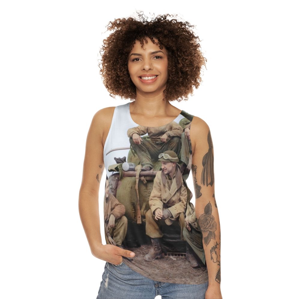 WWII US Army Tank Crew Unisex Tank Top with Ernie Pyle - women