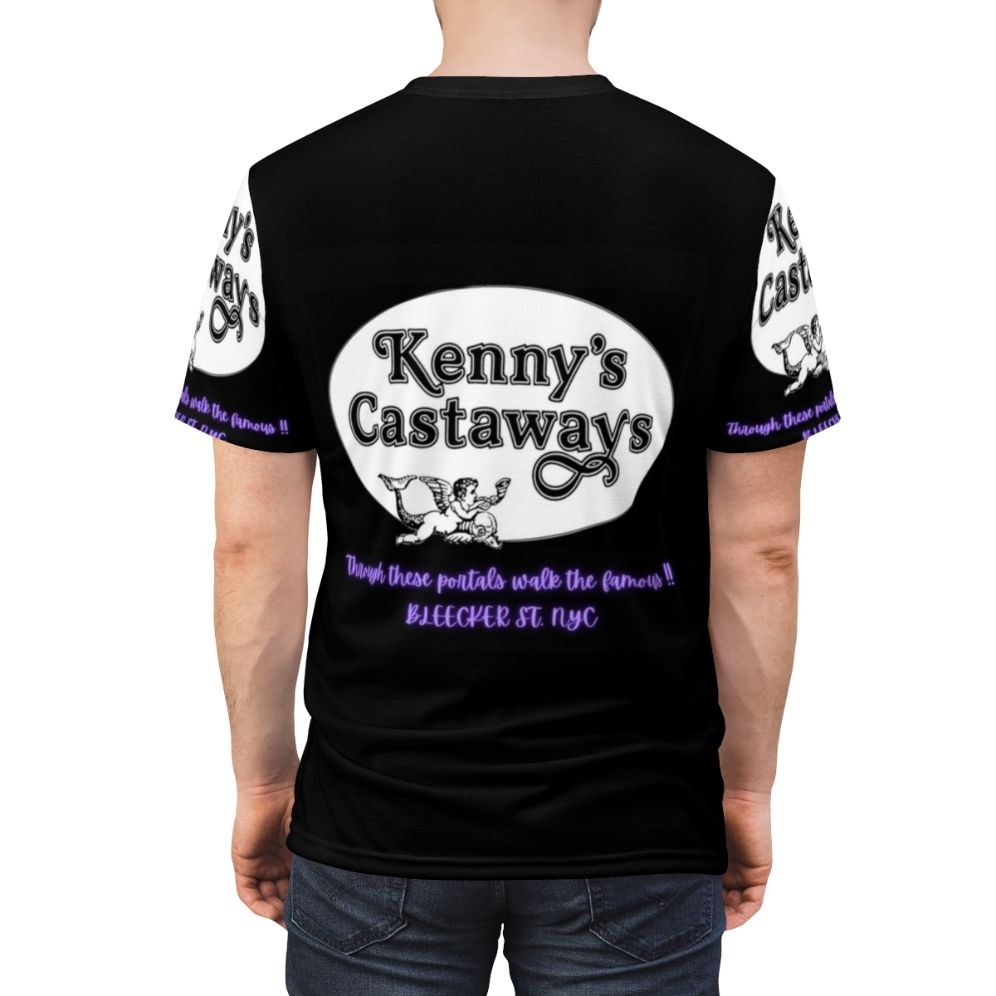 Vintage-inspired t-shirt featuring the iconic Kenny's Castaways dive bar in New York City's Greenwich Village - men back