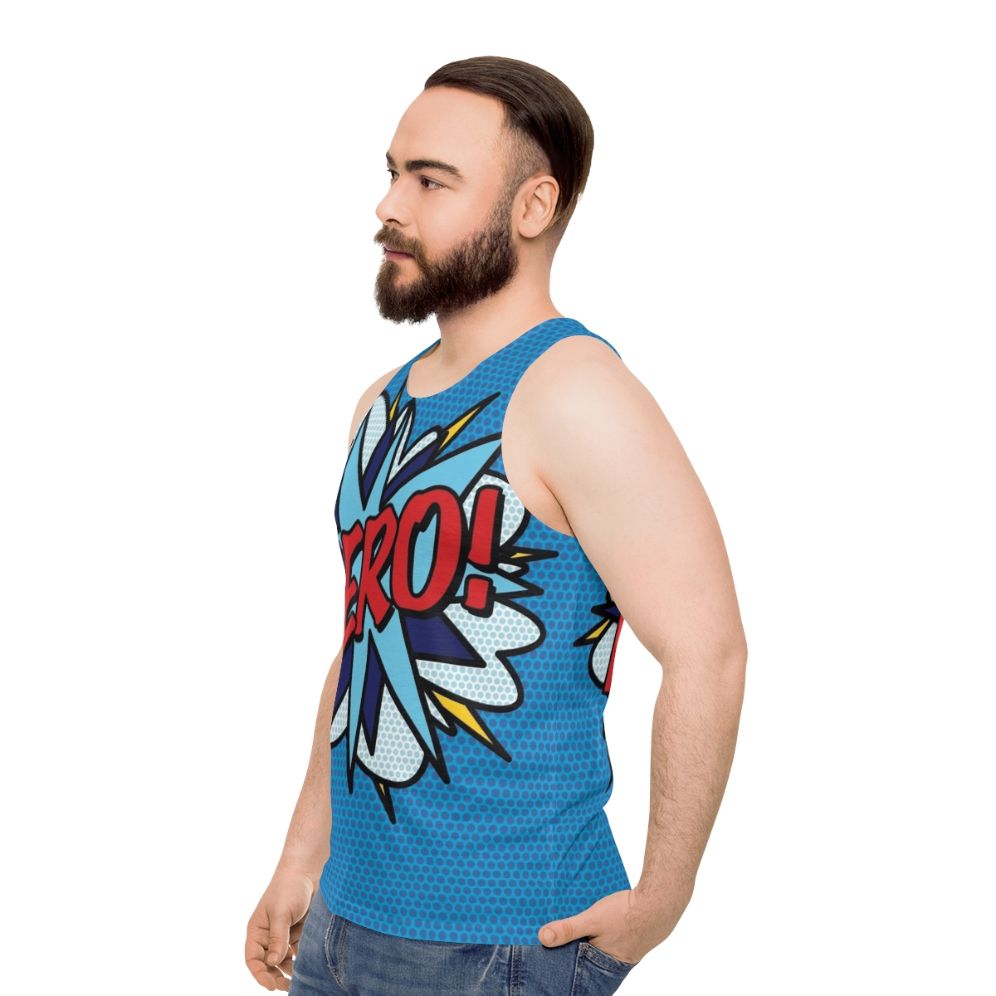 Retro hero comic book pop art unisex tank top - men side