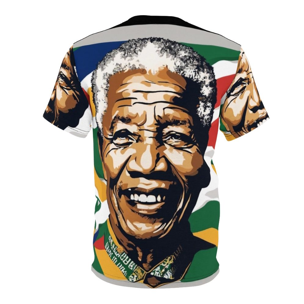 Reggae-style graphic t-shirt celebrating the legacy of Nelson Mandela, the iconic leader from South Africa. - Back