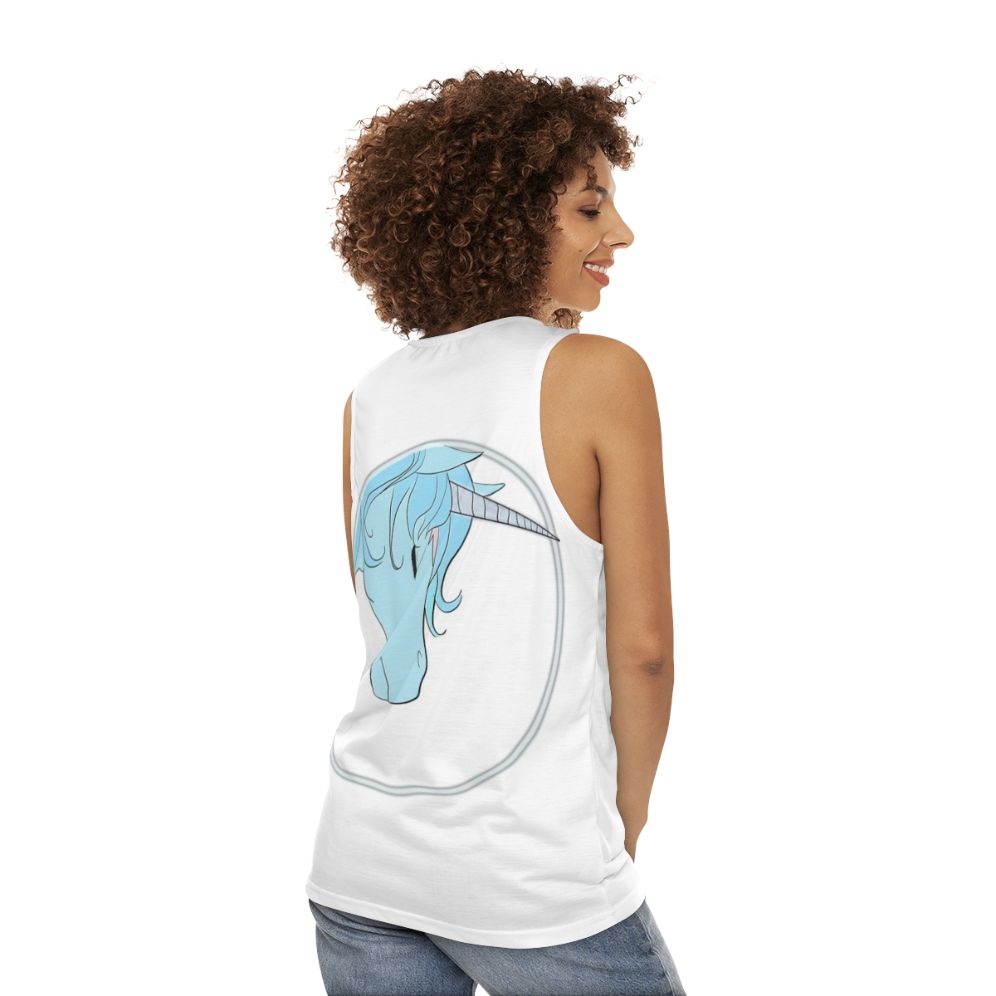 The Last Unicorn Unisex Tank Top featuring a beautiful unicorn - women back