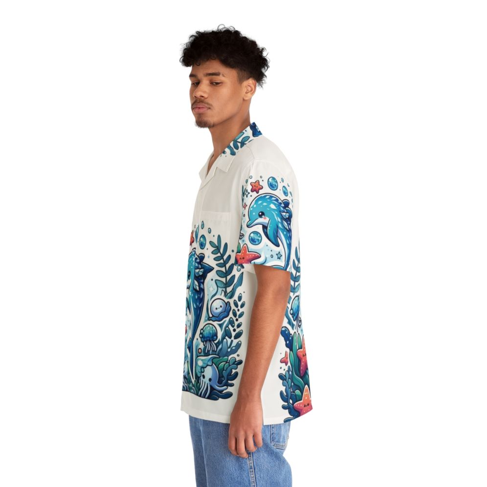 Frostfin dolphin Hawaiian shirt with a fantasy sea creature design - People Left