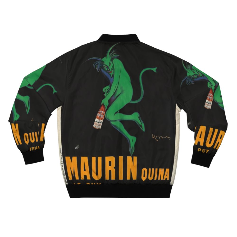 Maurin Quina by Leonetto Cappiello vintage bomber jacket featuring a devilish green demon design. - Back