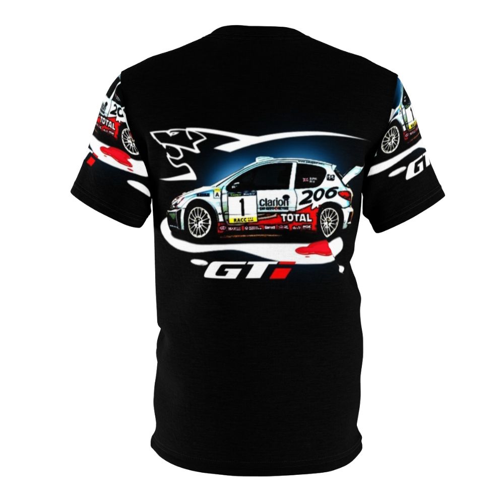 Peugeot 206 racing car silhouette graphic on a high-quality t-shirt - Back