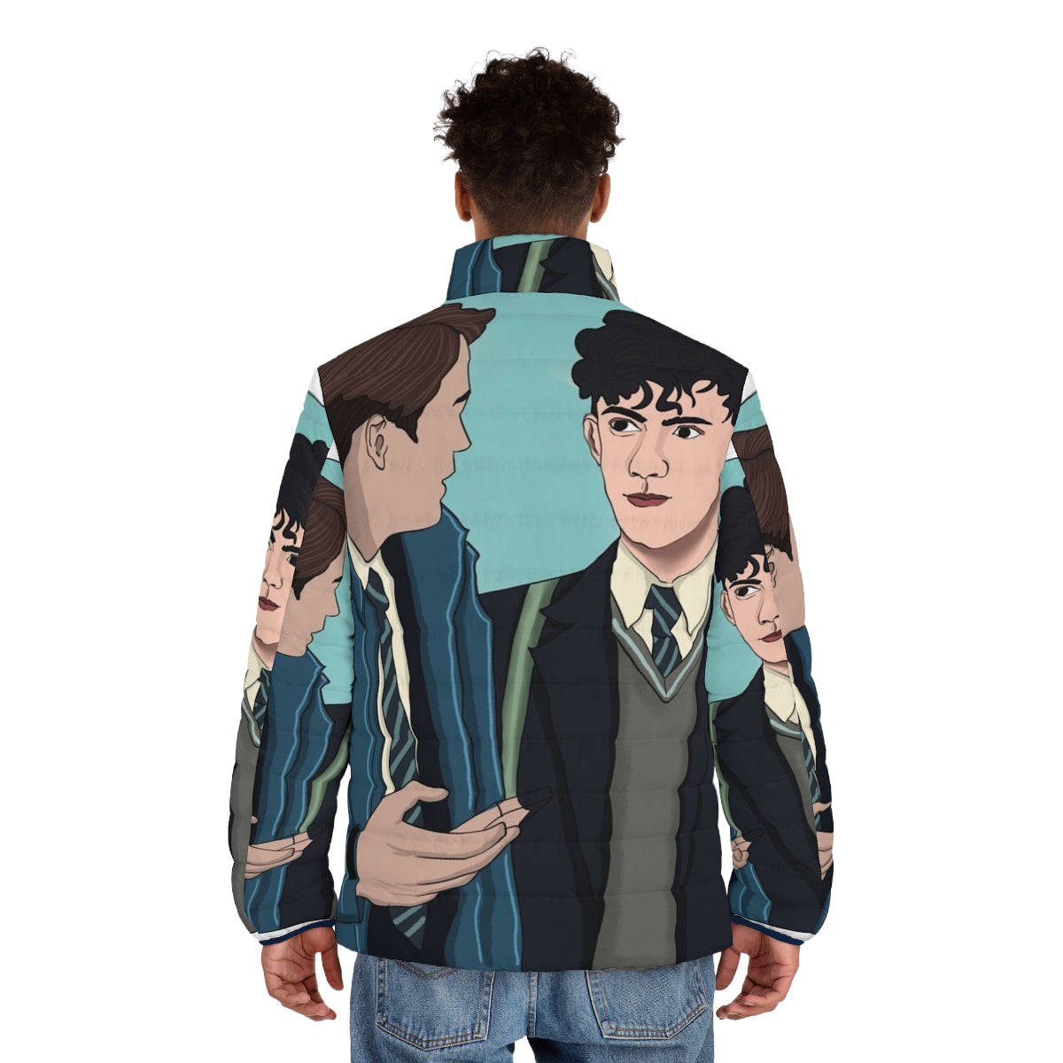 Heartstopper Nick and Charlie Puffer Jacket, featuring characters from the LGBT Netflix series - men back