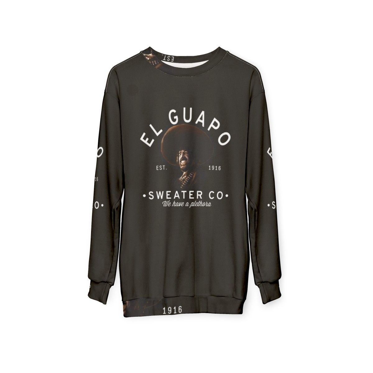 El Guapo Sweater Co Retro 80s Comedy Sweatshirt - hanging