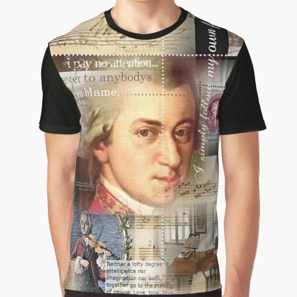 Mozart graphic t-shirt featuring the portrait of the renowned classical composer