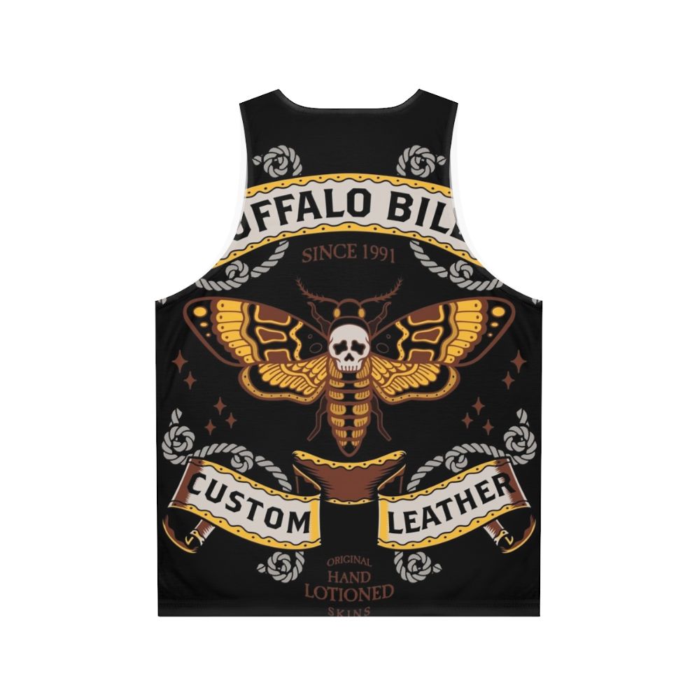 Buffalo Bill Leather Tank Top with Gothic Moth Pattern - Back