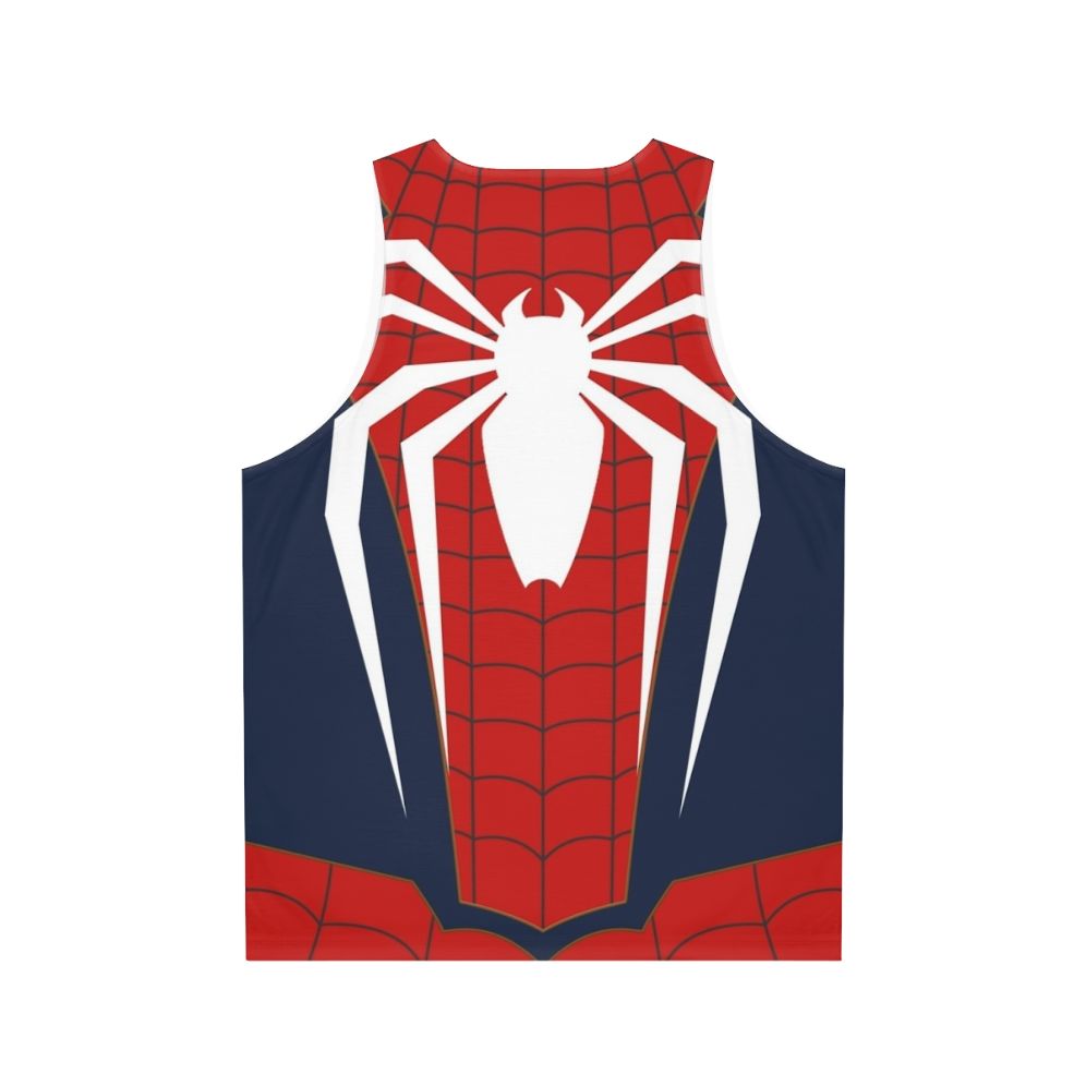 Unisex spider themed tank top with web design - Back