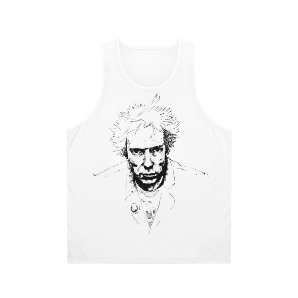 Punk rock unisex tank top with rebellious and anti-establishment design