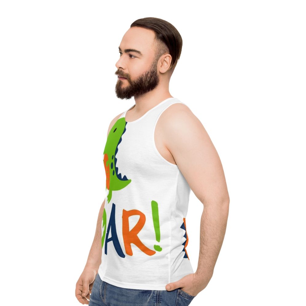 Roaring dinosaur unisex tank top - men side