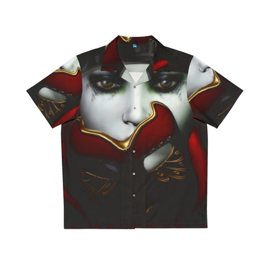 Masquerade Hawaiian shirt with sad woman portrait