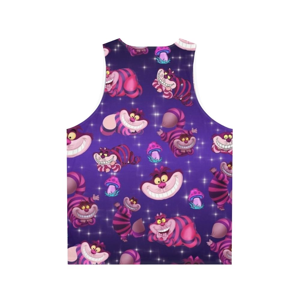 Cheshire cat and mushrooms fantasy unisex tank top - Back