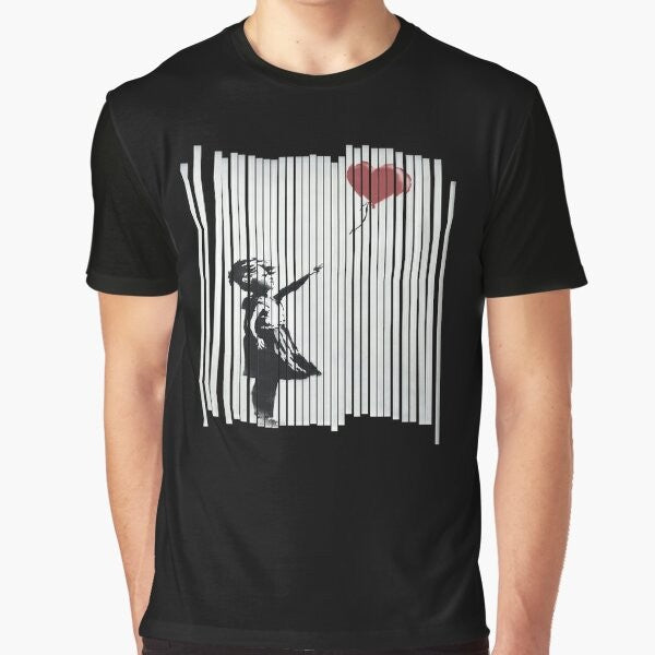 Banksy-inspired "Shredded Balloon Girl" graphic t-shirt