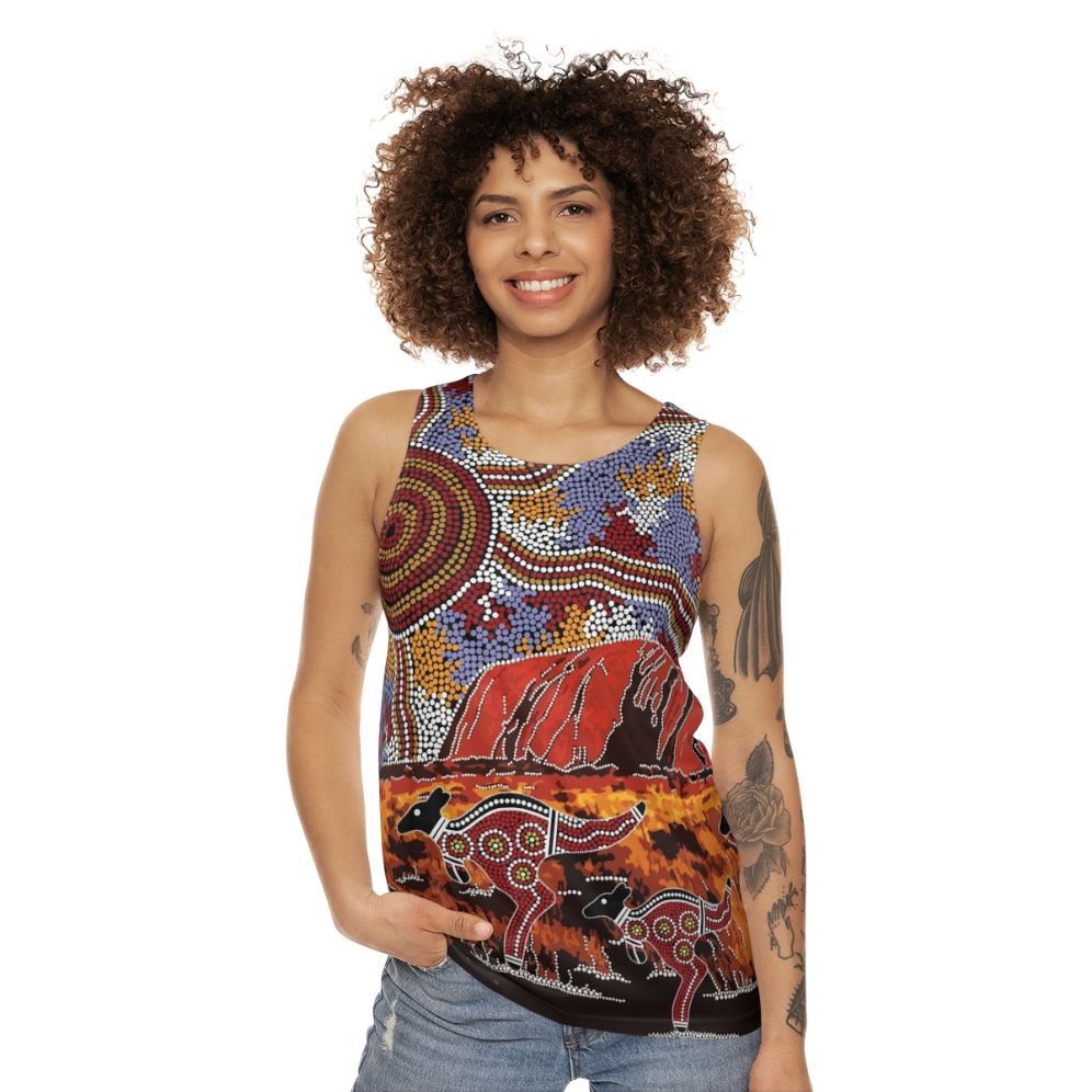 Authentic Aboriginal Art Uluru Tank Top - women