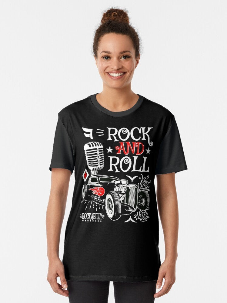 Vintage 1950s rockabilly hot rod rock and roll graphic t-shirt - Women